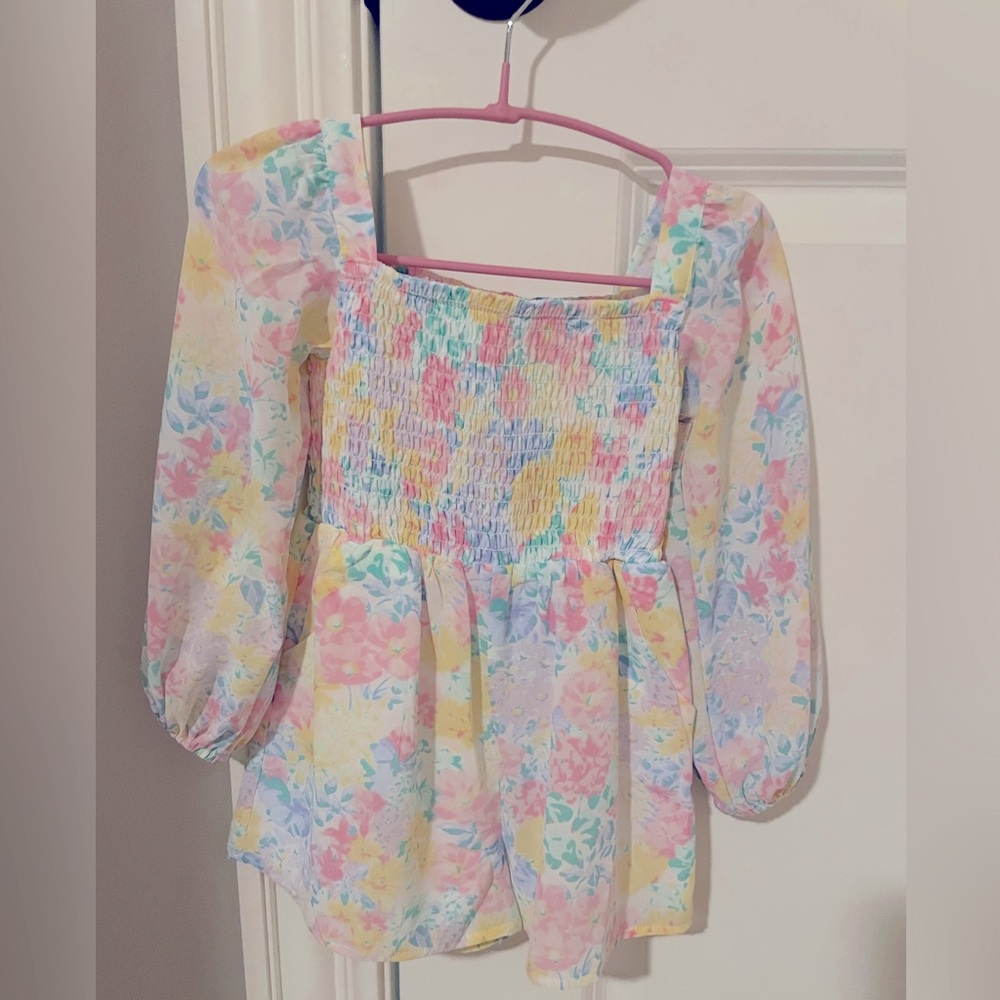 Janie and Jack Pink Smocked Romper